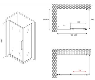 Душевой уголок ABBER Schwarzer Diamant AG30120BH-S60B 120x60см чёрный